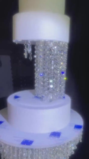 Crystal Chandelier Wedding Cake Stand with LED Lights – 3 Tier Floating Cake Display