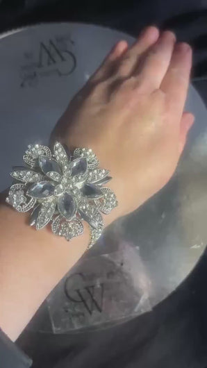 Vintage inspired crystal flower wrist corsage by Crystal wedding uk