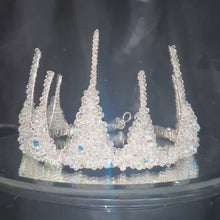 Load and play video in Gallery viewer, Crystal Bridal Tiara Crown: Couture AB Crystal Beads, Silver Band
