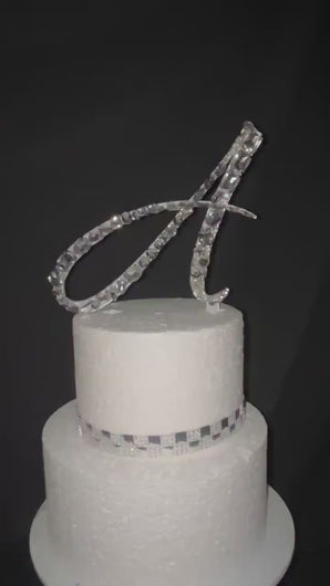 Crystal Initial Cake Topper, Personalized Wedding Monogram, Luxury Rhinestone Letter Topper, Bridal Keepsake Cake Decoration