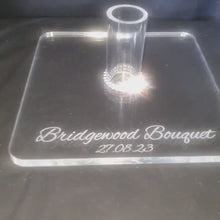 Load and play video in Gallery viewer, Acrylic display stand, Personalised Bouquet stand holder - by Crystal wedding uk
