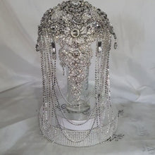 Load and play video in Gallery viewer, Crystal Brooch Wedding Bouquet: 7" Cascade Jewel Bridal Bouquet

