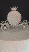 Load and play video in Gallery viewer, Swarovski Crystal Carriage Cake Topper: Personalized Quinceañera Decoration

