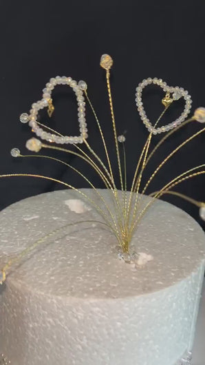Heart spray Cake topper AB Glass crystal beads by Crystal wedding uk