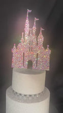 Load and play video in Gallery viewer, Luxury Swarovski Crystal Castle Cake Topper – Fairytale Wedding Cake Keepsake Decoration

