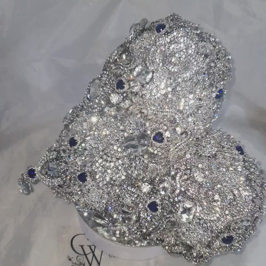 Something blue Brooch bouquet Heart shaped, trailing,cascading, jewel heart wedding bouquet. by Crystal wedding uk