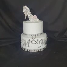 Load and play video in Gallery viewer, Swarovski Crystal Glass Slipper Cake Topper: Fairytale Wedding Decor
