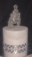 Load and play video in Gallery viewer, Personalized Crystal Carriage Cake Topper: Luxury Swarovski Initial Monogram topper
