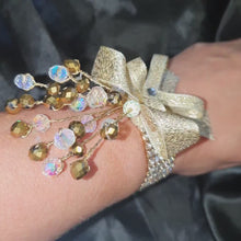 Load and play video in Gallery viewer, Crystal AB Boutonniere or Wrist Corsage: Silver Wedding Cuff
