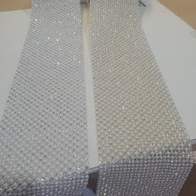 Load and play video in Gallery viewer, Diamante &amp; Pearl Ribbon Banding Rhinestone Wedding Cake Decoration, Invitations (1 Yard)
