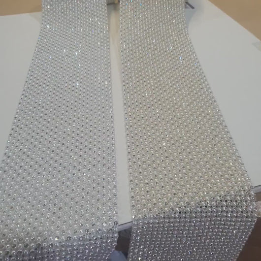 Diamante & Pearl Ribbon Banding Rhinestone Wedding Cake Decoration, Invitations (1 Yard)