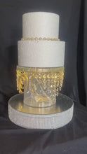 Load and play video in Gallery viewer, Personalised Crystal Monogram Cake Divider with Glass Slipper, LED Cake Separator, Luxury Wedding Quinceañera Cake Stand Insert
