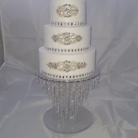 Chandelier Cake Stand 12″ LED Lights – Crystal Wedding Cake Display Stand – Luxury Acrylic & Lights Cake Holder