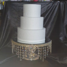Load and play video in Gallery viewer, Glass Shoe Wedding Cake Stand – Crystal Glass Slipper Cake Display, Elegant Bridal Cake Stand, Luxury Wedding Dessert Display
