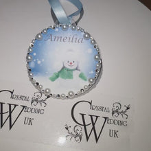 Load and play video in Gallery viewer, Personalised Christmas bauble, tree Decoration. first name hanging tree decor By Crystal Wedding UK

