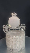 Load and play video in Gallery viewer, Swarovski Crystal Carriage Cake Topper: Personalized Birthday Princess Decor
