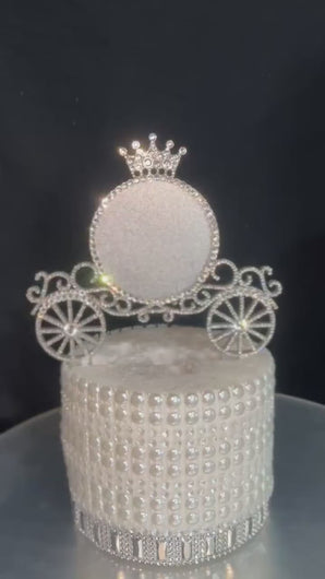 Swarovski Crystal Carriage Cake Topper: Personalized Birthday Princess Decor