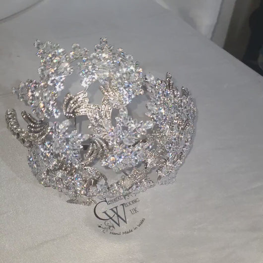 large Vintage couture inspired crystal tiara side hair piece by Crystal wedding uk