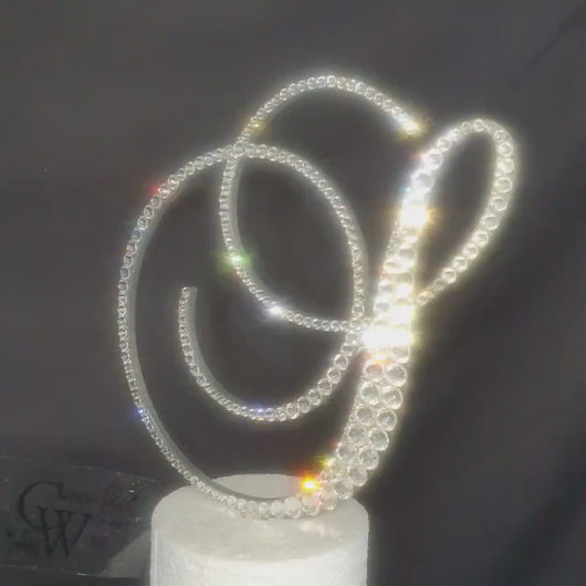 Swarovski Crystal Letter Cake Topper: 8" Rhinestone Monogram
