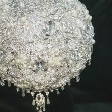 Load and play video in Gallery viewer, Crystal brooch bouquet, jewel bouquet, alternative Great Gatsby style wedding flowers. by Crystal wedding uk
