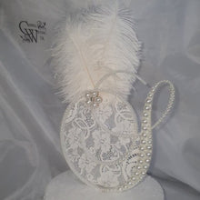 Load and play video in Gallery viewer, PEARL monogram cake topper . Letter linitial topper, Lace and pearl , Wedding Gatsby 1902&#39;S  style topper, jewel letters decorations surname
