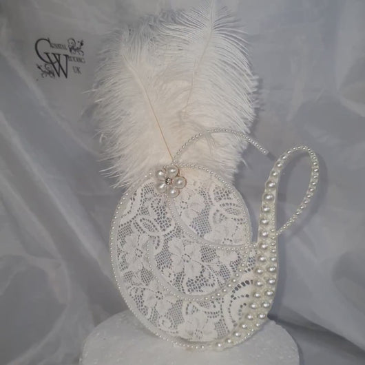 PEARL monogram cake topper . Letter linitial topper, Lace and pearl , Wedding Gatsby 1902'S  style topper, jewel letters decorations surname