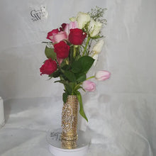 Load and play video in Gallery viewer, Bling Bouquet Holder, rhinestone crystal Diamonte holder, Rhinestone &amp; pearl Wedding Bouquet Holder , Glam Bling Bouquet Holders
