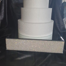Load and play video in Gallery viewer, Crystal  Rhinestone cake stand,  diamante cake base, mirror top + 3 meters of matching  cake trim by Crystal wedding uk
