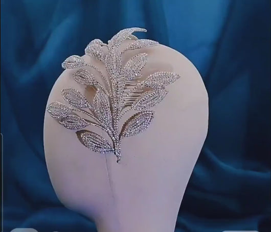 Bridal Comb Tiara , Rhinestone Leaf Wedding Hair Jewelry, Bride Hair Accessory, Luxury Crystal Women Headdress  by Crystal wedding uk