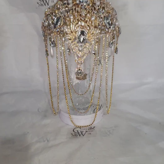 Gold Brooch bouquet, Jewel crystal wedding bouquet. Crystal Bridal Brooch Bouquet, cascade Jewel bouquet by Crystal wedding uk
