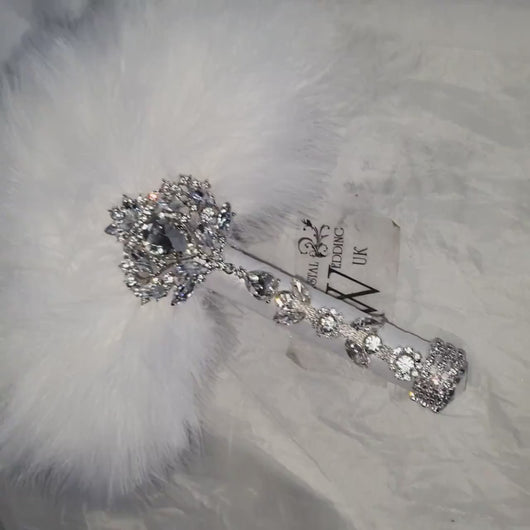 Feather Fan  bouquet luxury  alternative  Bouquet  Great Gatsby wedding style -ANY COLOUR  Artificial bouquet by Crystal wedding uk