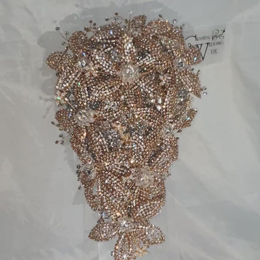 Luxury Diamante bouquet  Gold Jewel rhinestone crystal wedding bouquet Crystal Bridal Bouquet, cascade Jewel bouquet by Crystal wedding uk