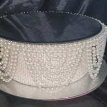 Load and play video in Gallery viewer, Ivory Pearl cake stand, wedding cake stand,  round or square by Crystal wedding uk
