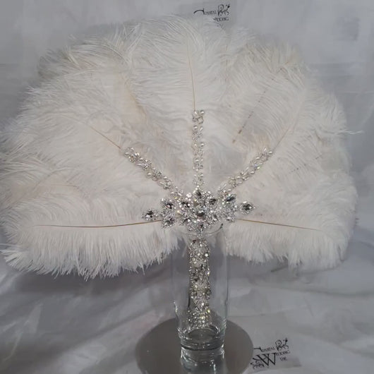 Set of 4 Feather Fan bouquets, Ostrich feathers,Great Gatsby wedding style 1920's - any colour as custom made