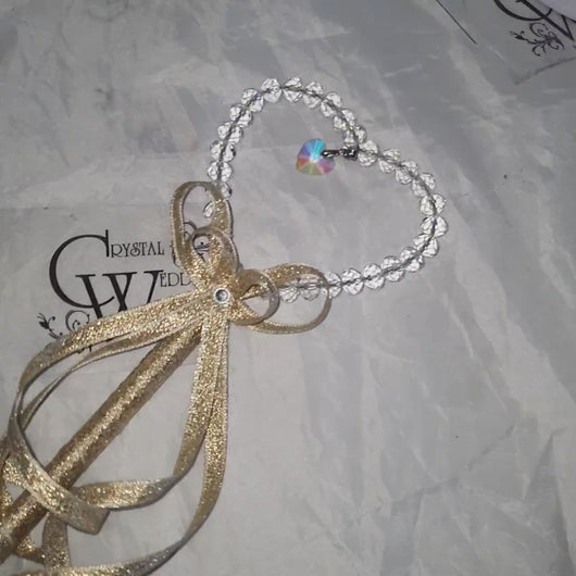 Crystal heart flower girl wand by Crystal wedding uk