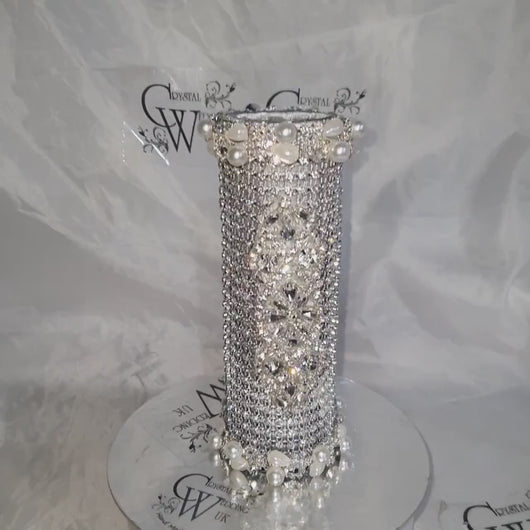 Bling Bouquet Holder, rhinestone crystal Diamonte holder, Rhinestone & pearl Wedding Bouquet Holder , Glam Bling Bouquet Holders