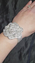 Load and play video in Gallery viewer, Wrist corsage  4 pieces ,Crystal Rose Wedding Cuff, bridesmaid Bracelet,  Rose gold by Crystal wedding uk
