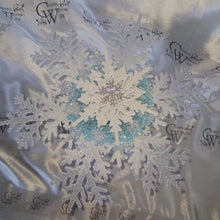 Load and play video in Gallery viewer, Snowflake bouquet with frozen blue accent for a Winter wedding bridesmaid by Crystal wedding uk
