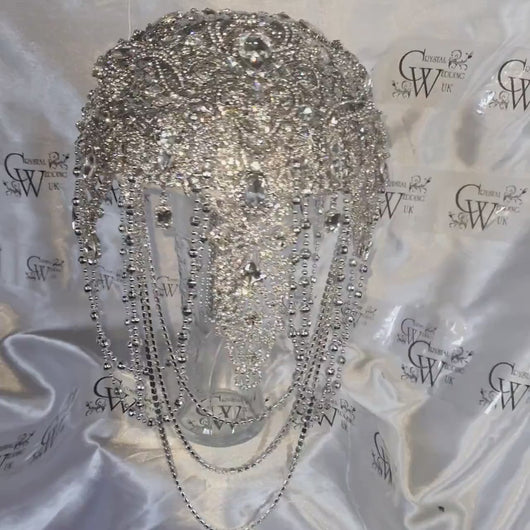 Brooch bouquet, 8 INCH  Jewel crystal wedding bouquet. Crystal Bridal Brooch Bouquet, cascade Jewel bouquet by Crystal wedding uk