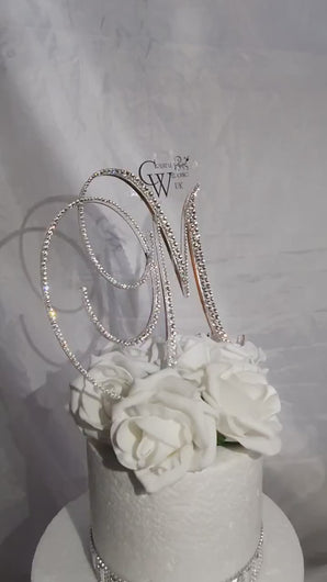 Swarovski Crystal Cake toppers 4'' [ Any Letter monogram custom cake topper [  bling cake topper [ rhinestone cake topper