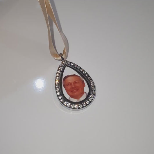 Locket bouquet charm by Crystal wedding uk [ Memory photo locket [Silver Locket for Photo[keep sake Jewelry [ Mothers Day Gift