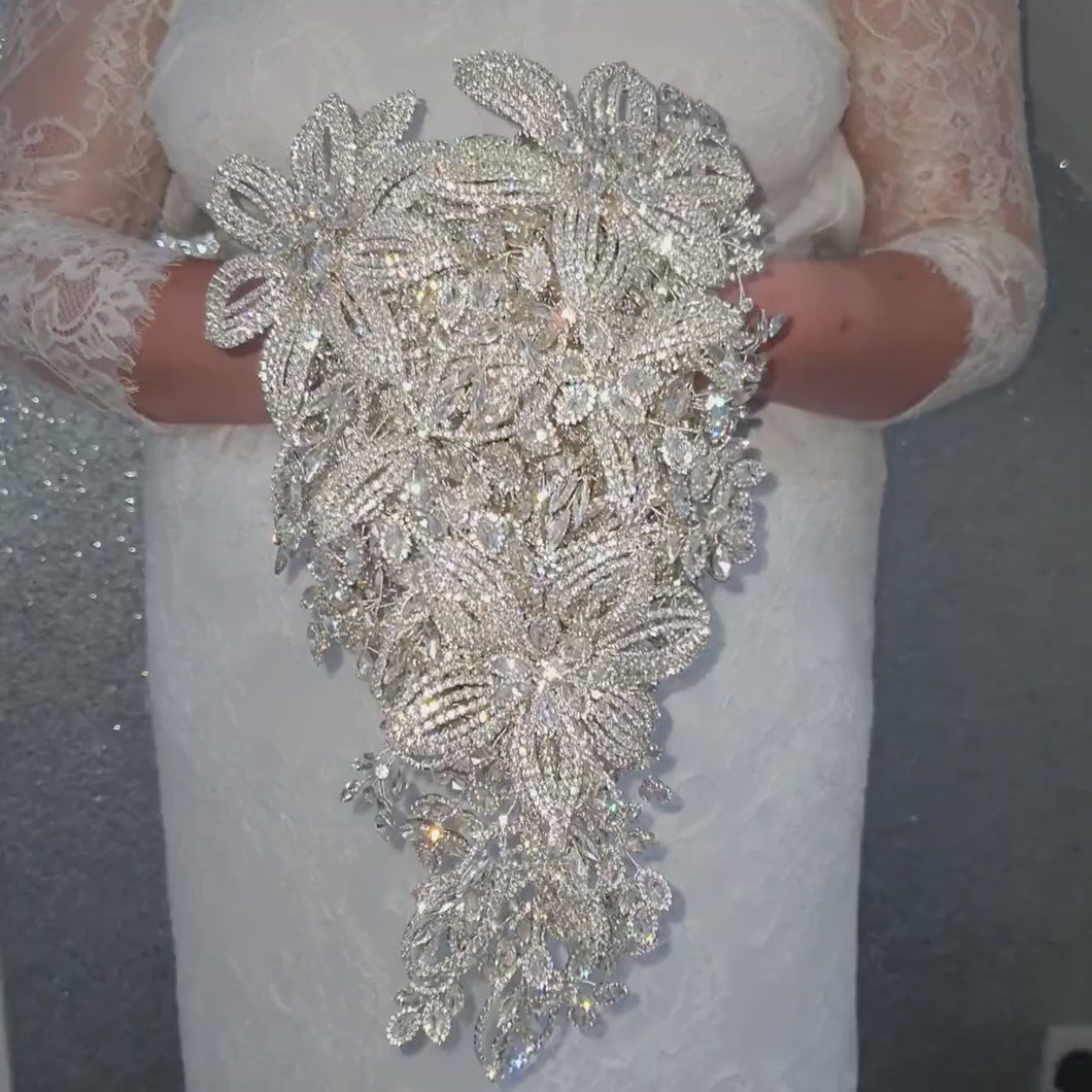 Diamante bouquet brooch Jewel rhinestone crystal wedding bouquet Crystal Bridal Bouquet, bling cascade Jewel bouquet by Crystal wedding uk