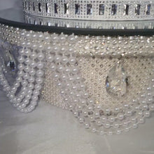 Load and play video in Gallery viewer, Pearl  and crystal droplet cake stand, wedding cake stand,  round or square by Crystal wedding uk
