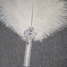 Load and play video in Gallery viewer, vintage style feather fan, brides wedding hand fan - any colour as custom made by Crystal wedding uk
