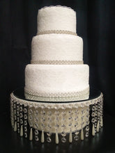 Load image into Gallery viewer, Ivory bead and crystal wedding cake stand   - round or square all sizes by Crystal wedding uk
