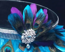 Load image into Gallery viewer, Peacock Feather &amp; diamante design wedding cake stand  1920&#39;s  Gatsby style  round/square  all sizes
