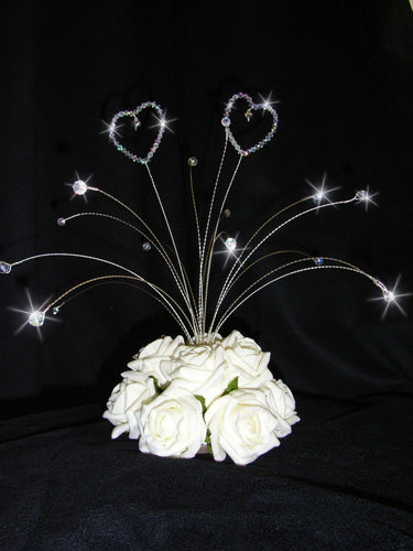 Crystal Heart spray wedding table centrepiece, center piece, table decor for wedding