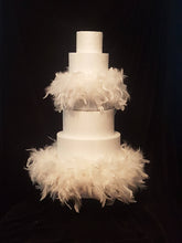 Load image into Gallery viewer, Diamante and Feather surround wedding cake stand Set of 2 - many colours
