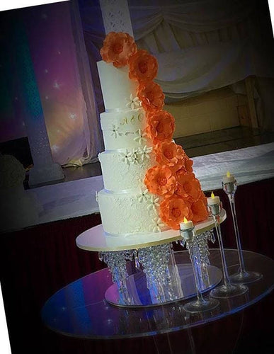 Crystal wedding cake stand, column chandelier style  - many sizes