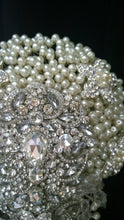 Load image into Gallery viewer, Pearl cascade teardrop  brooch  bouquet Jeweled  art deco gatsby vintage style. by Crystal wedding uk
